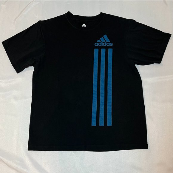 adidas Other - Adidas Black Short Sleeve Shirt with Blue Logo